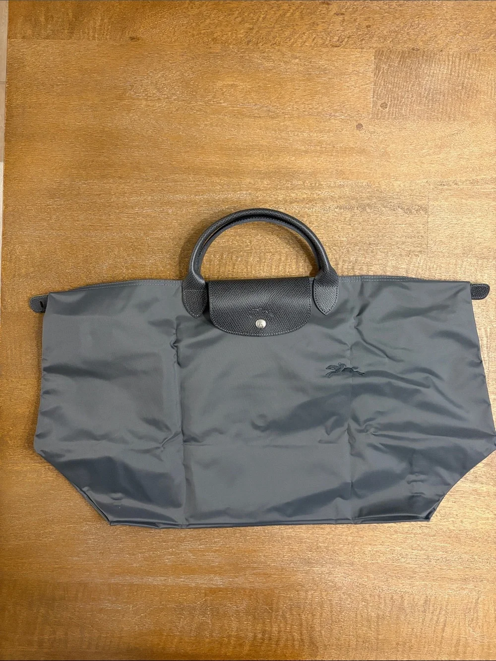 Longchamp Gray Nylon Le Pliage Small Tote with Top Handles